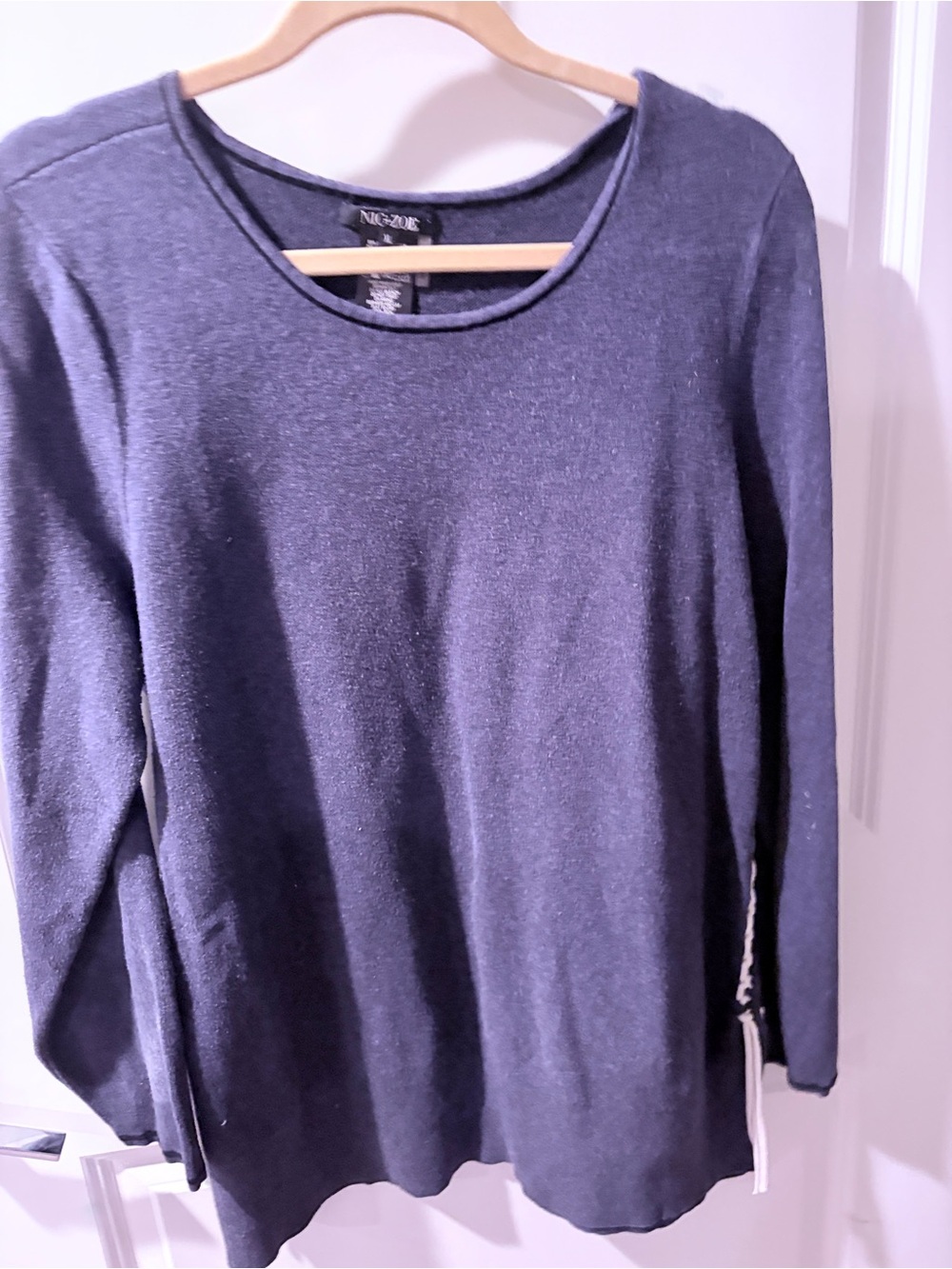 NIC+ZOE Dark Navy Long Sleeve Crewneck Top